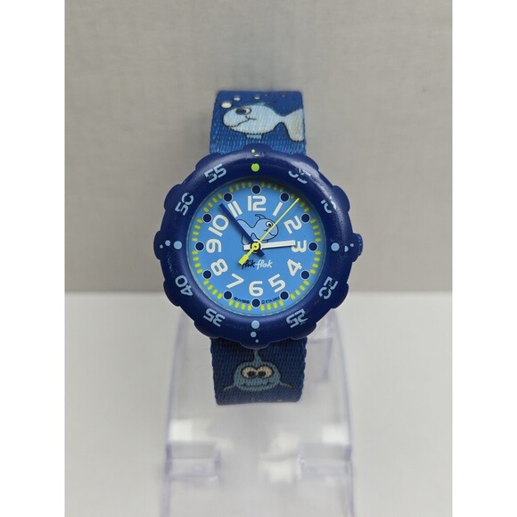 Flik Flak Other - Vintage Flik Flak Swatch Kids Fish Blue Aluminum Watch Swiss Ocean New Battery